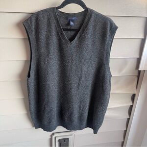 Club Room Vest 100% Lambswool Sweater Mens XXL Gray Sleeveless V Neck Pullover